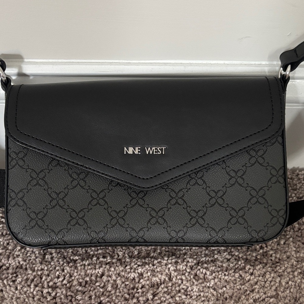 Nine West Black and Gray Patterned Crossbody Bag